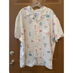 Men's Goodfellow White Vacay Print Short Sleeve Button-Up Short Sleeve Shirt XXL